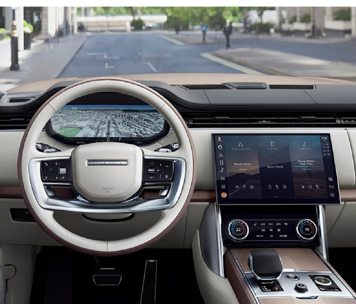 2022 Range Rover front driver's side interior and dash