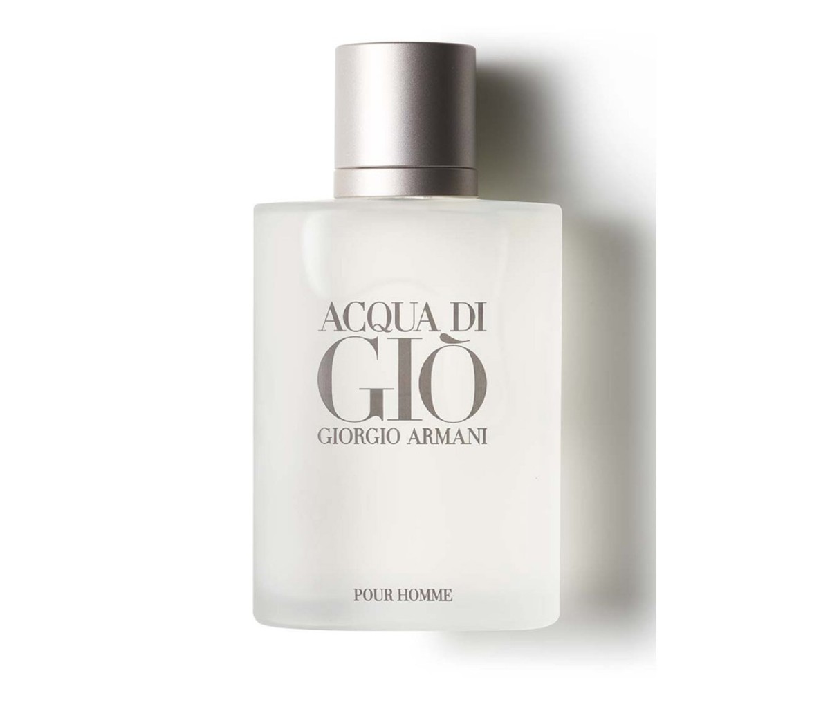 A bottle of Giorgio Armani Aqua di Giò Eau de Toilette.