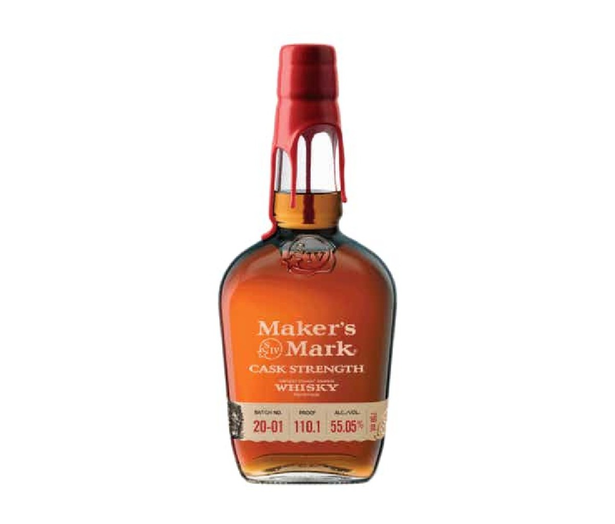 A bottle of Maker’s Mark Cask Strength Bourbon.