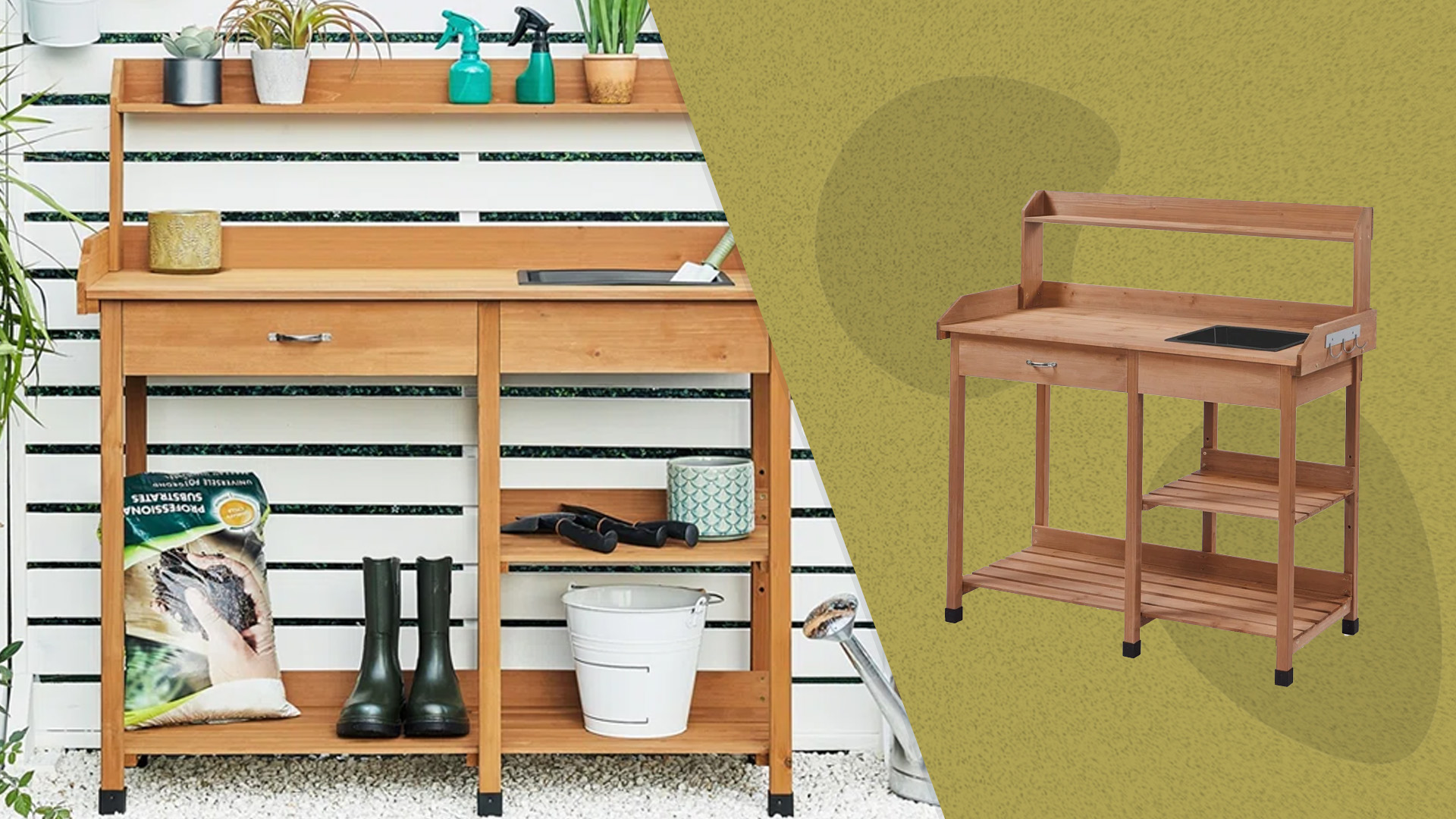 Loon Peak Burroughs Outdoor Potting Bench - Thumbnail 3