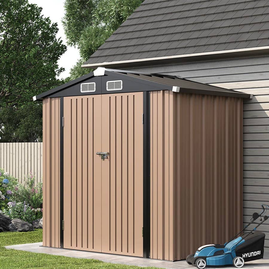 JolyDale 6.5 ft. W x 4 ft. D Metal Storage Shed with Base