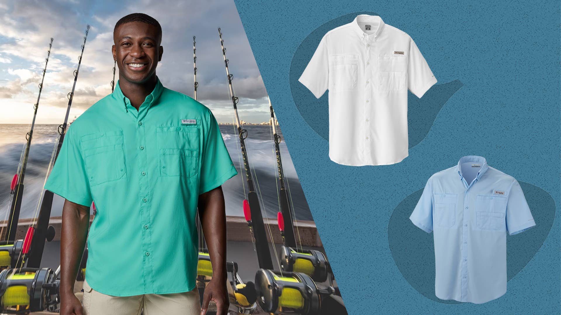 Chemise Columbia PFG Performance Fishing Gear - Homme - Medium - Vert Menthe - NEUF