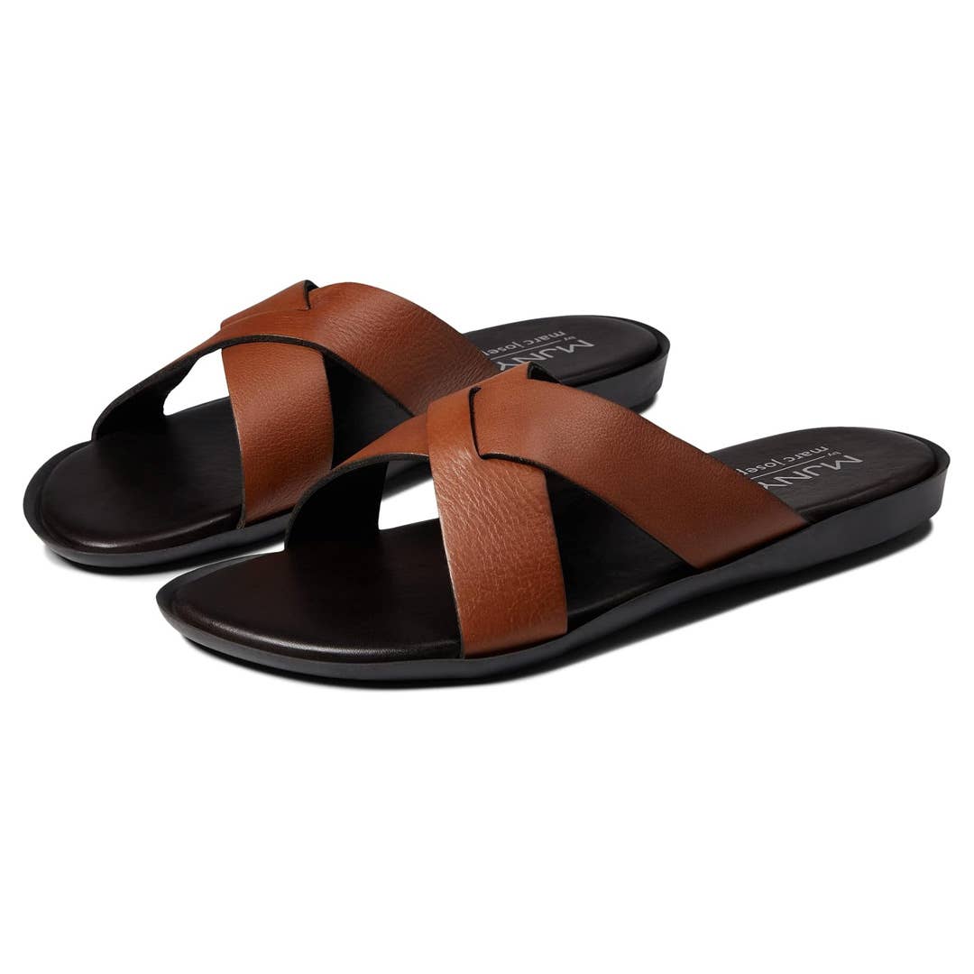 Marc Joseph Navy and Tan Cross-Strap Slide Sandals Amazon.com | Marc Joseph New York Mens Casual Comfortable  main image 3
