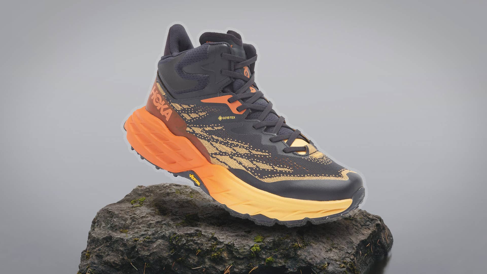 Hoka One One M Speedgoat WP Mid Mens 11.5 Trail Hiking Athletic Shoe Red Yellow HOKA Speedgoat 5 Mid Gore-Tex Trail Running Shoe (Men  main image 4