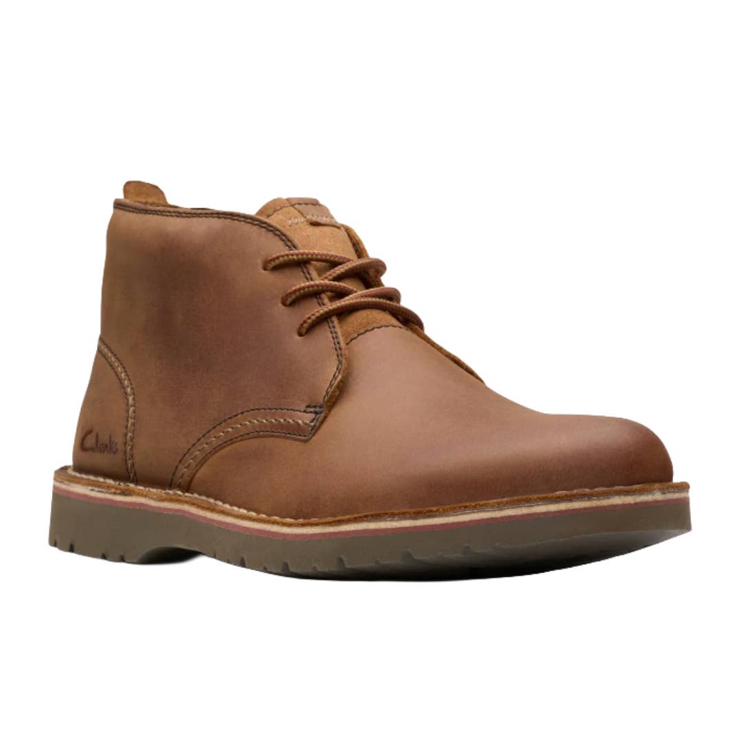 Clarks Chukka Boots Mens 10 M Brown Leather Casual Preppy Ankle Shoes 16501 Clarks Mens 16501 Mid Chukka Boots Brown Leather Lace Up  main image 2