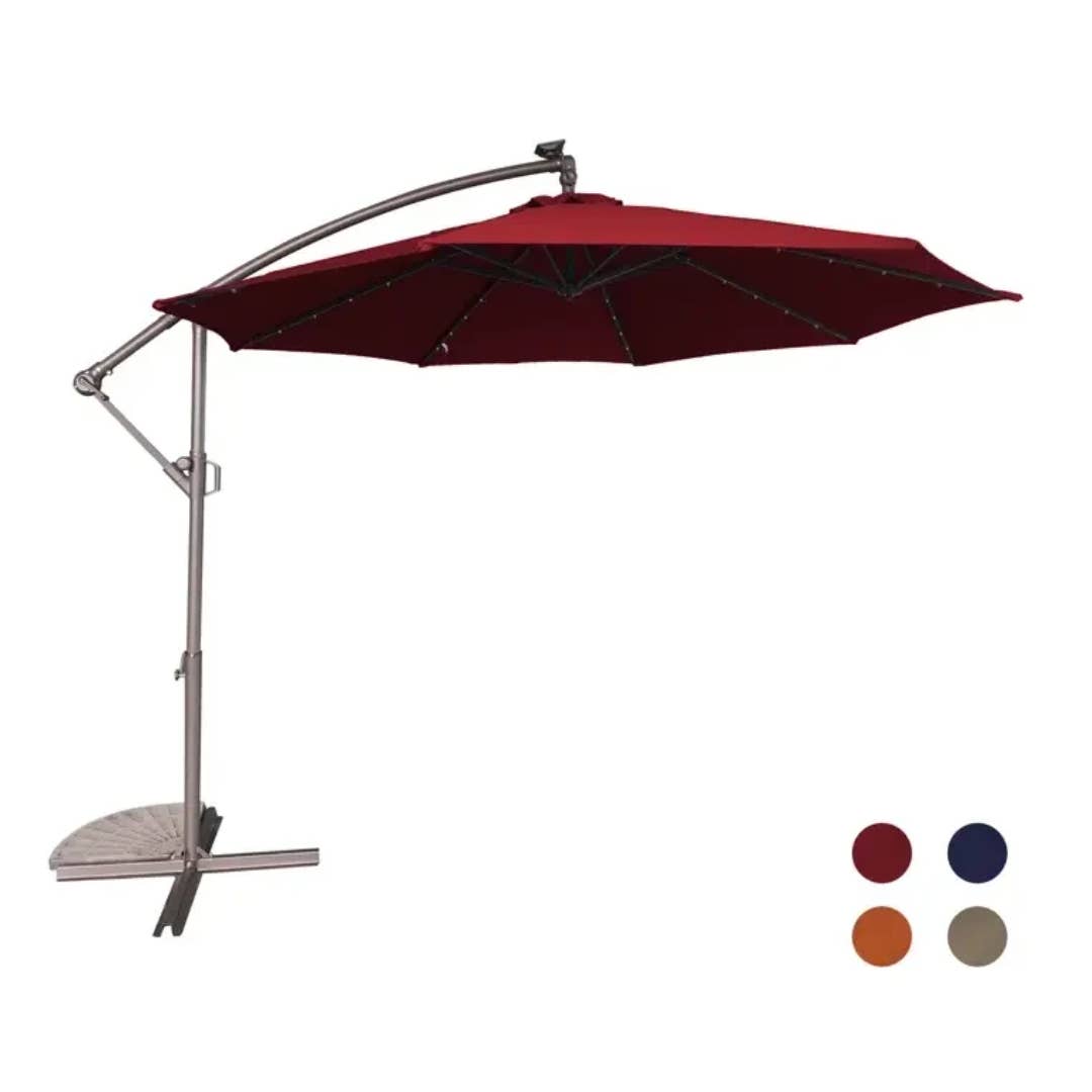 Direen 120-Inch Lighted Tilt Cantilever Patio Umbrella