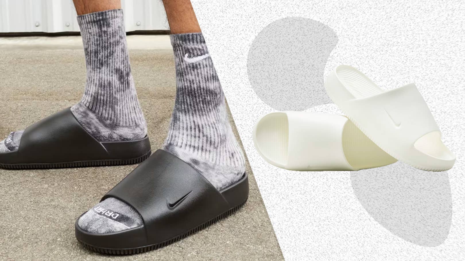 Nike White and Black Slide Sandals with White Nike Socks Nike slides $25 free socks included ? main image 3