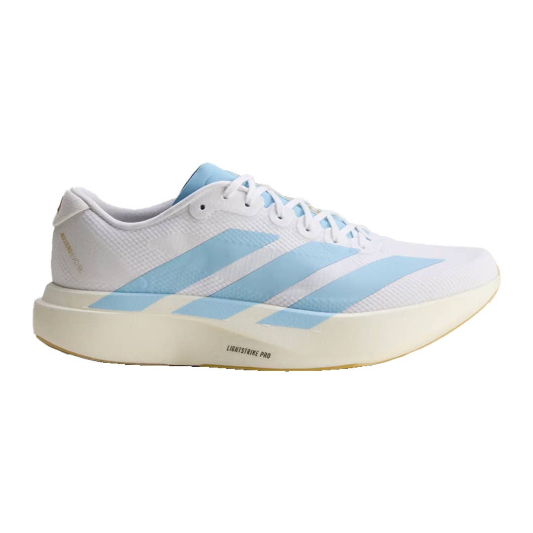 adidas gazelle silver green womens Adidas - x Sporty & Rich WMNS Adizero Adios Sneaker in White & Core Navy main image 1