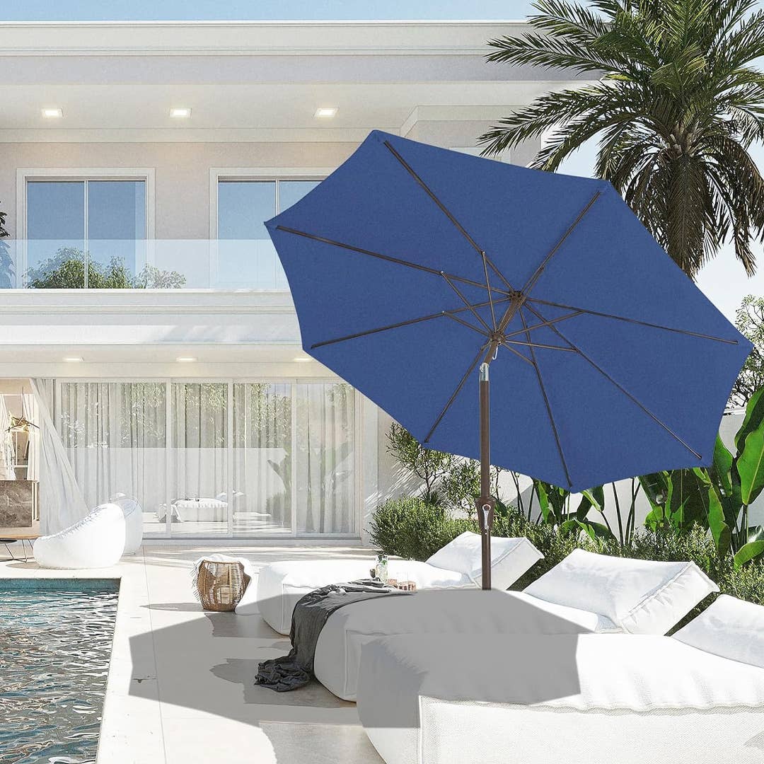 best choice products 10ft solar powered led lighted patio umbrella Best Choice Products 10ft Solar LED Lighted Patio Umbrella w/ Tilt Adjustment, UV-Resistant Fabric