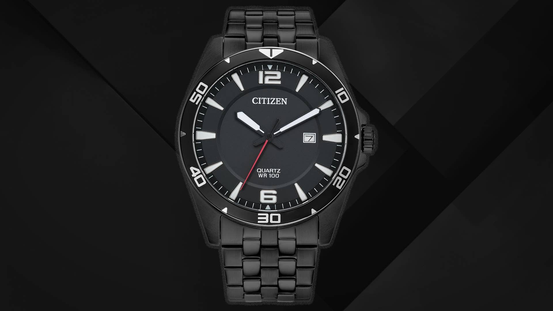 NWT Citizen Quartz Black Dial Black-plated Men\'s Watch Amazon.com: Citizen Analog Black Dial Men main image 2
