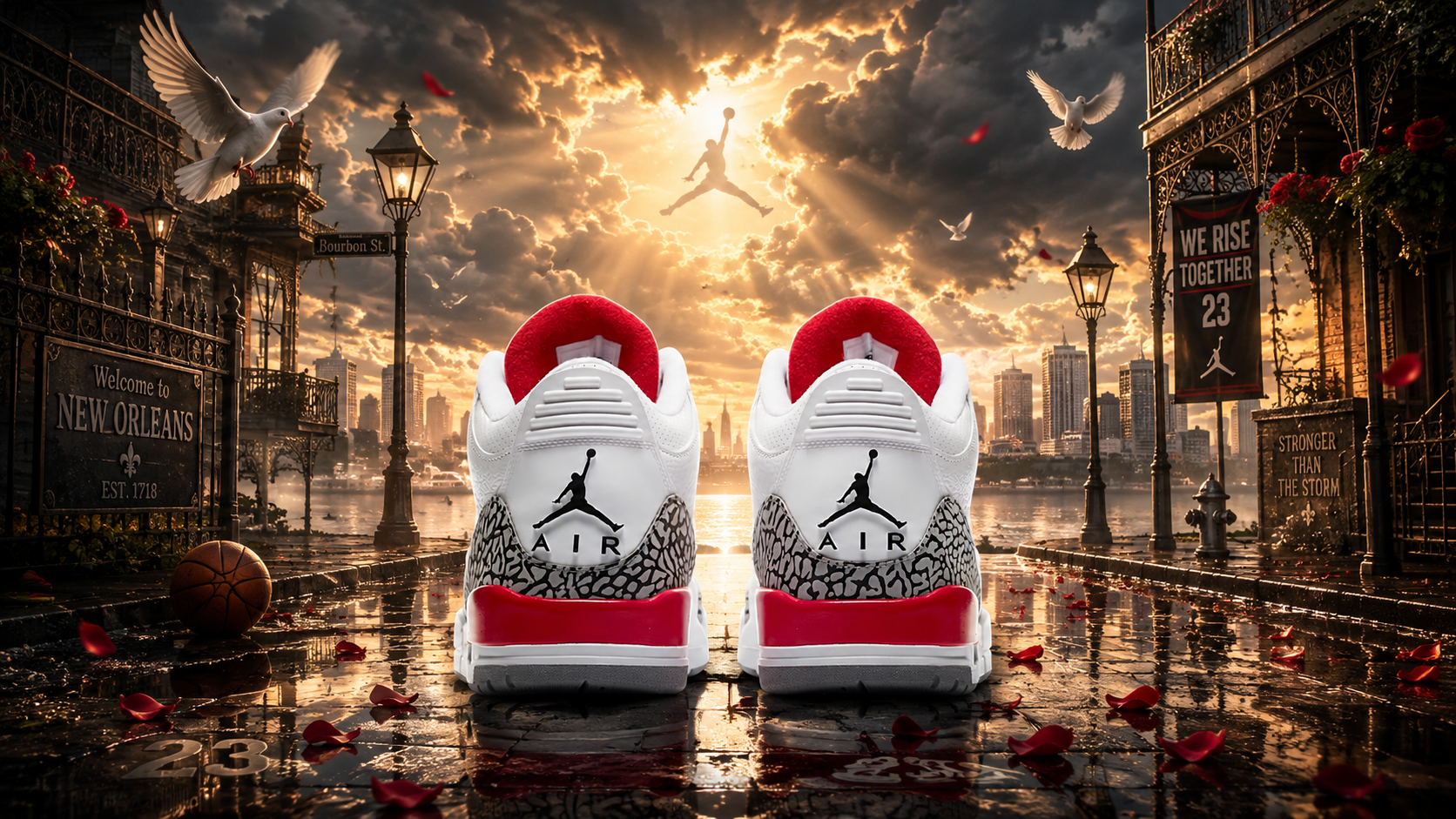 Air Jordan 3 'Katrina' Fire Red Midsole, Cement Grey Print: Where