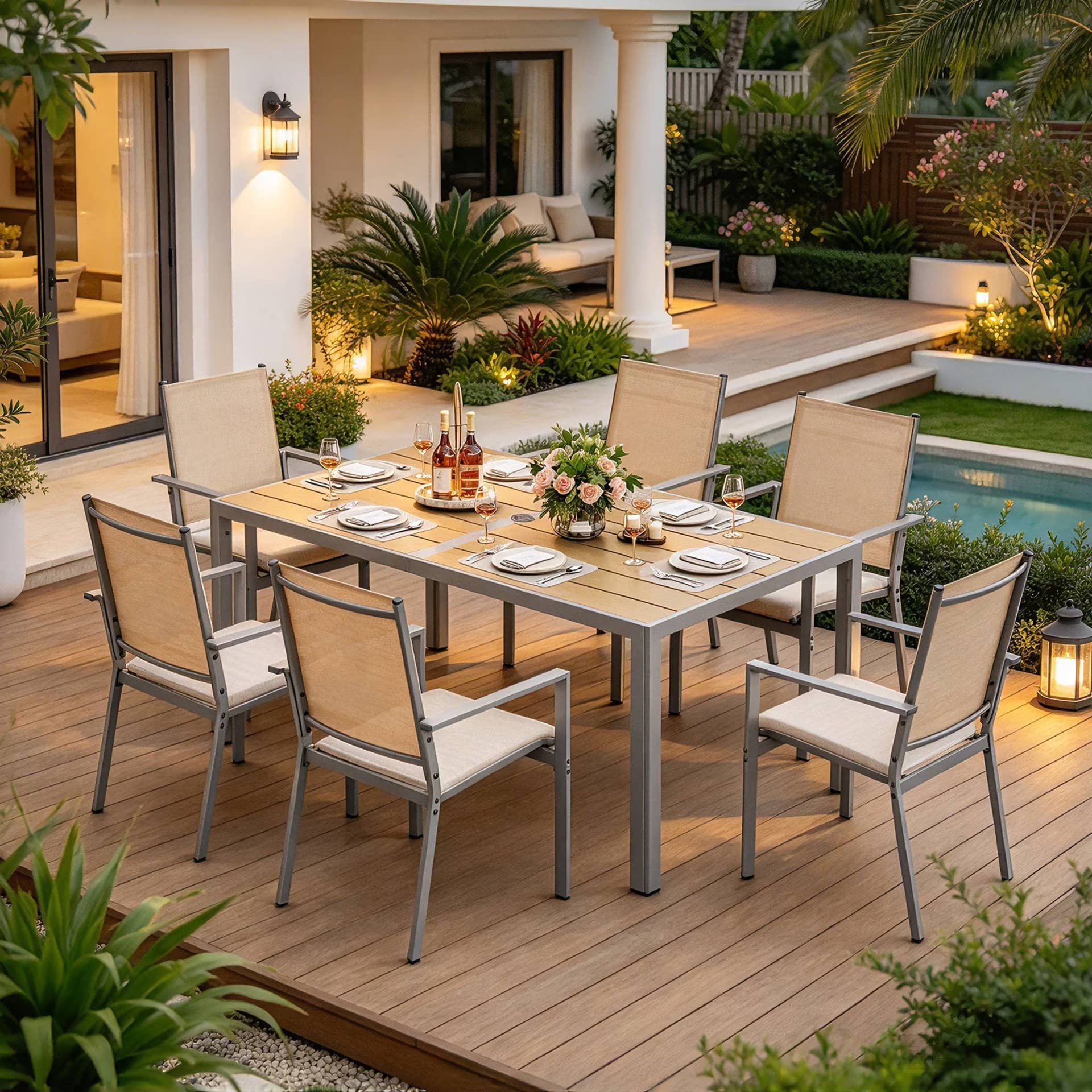 Walmart Sells a $200 Weatherproof Patio Dining Set With 6 Stackable Chairs and a 6-Foot Table