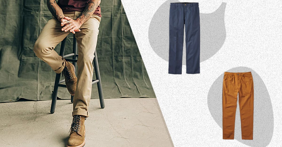 Navy Blue Cotton & Silk Chino Pants | Peter Christian