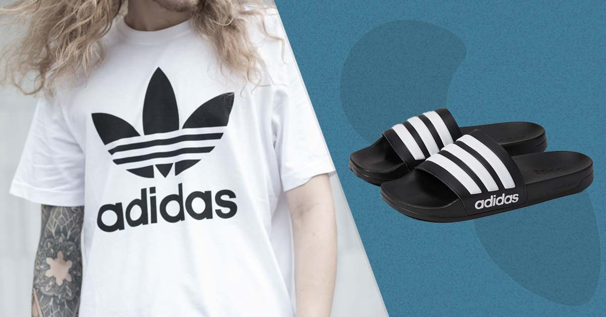 Adilette slides on feet hotsell