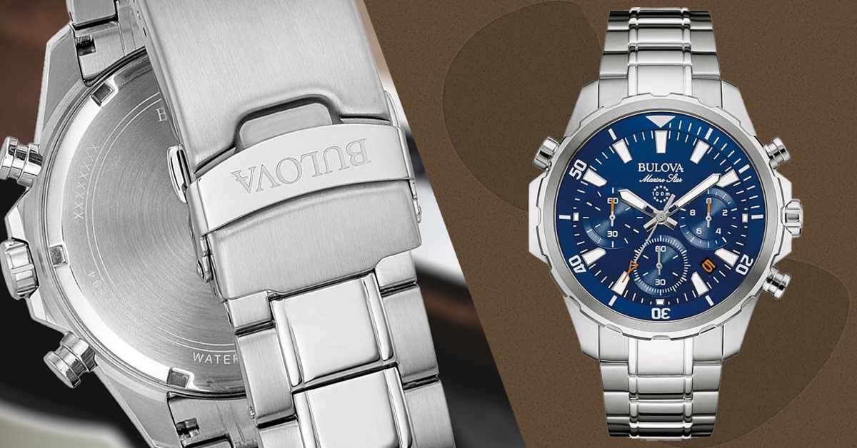 Men's chronograph marine star stainless steel bracelet watch 43mm 96b256 top