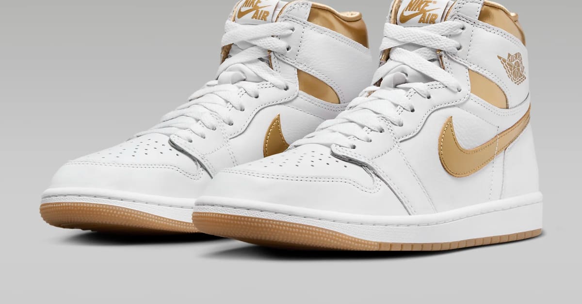New white and gold jordans cheap