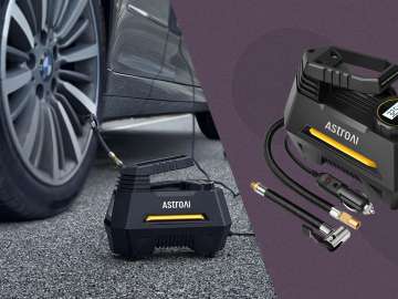 "Works for all car tires and has extra attachments for bikes, balloons, etc."