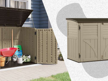 "Solid and sturdy, great for storage next to the deck."