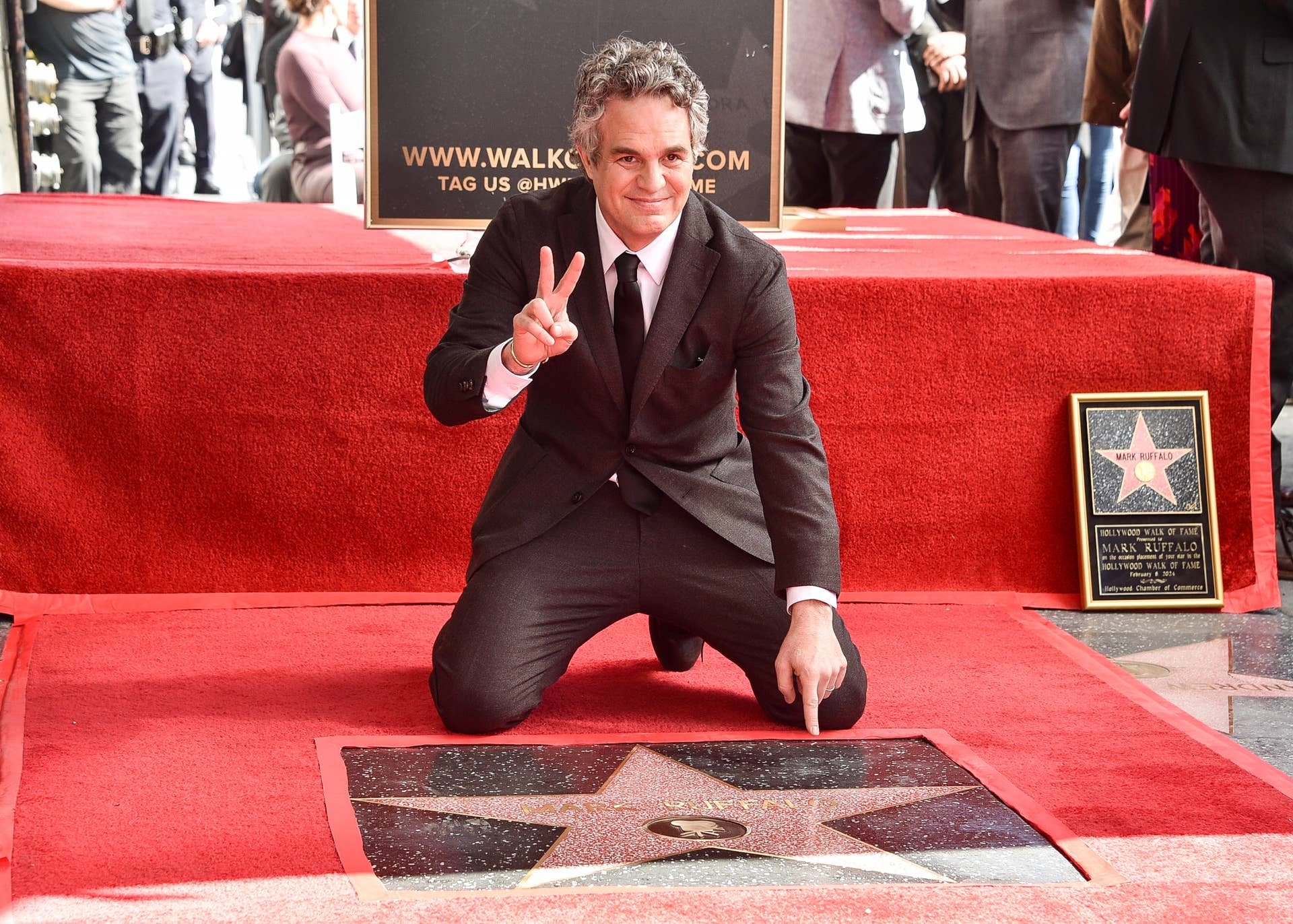 Mark Ruffalo at the star ceremony where Mark Ruffalo is honored with a star on the Hollywood Walk of Fame on February 8, 2024 in Los Angeles, California. (Photo by Gregg DeGuire/Variety via Getty Images)