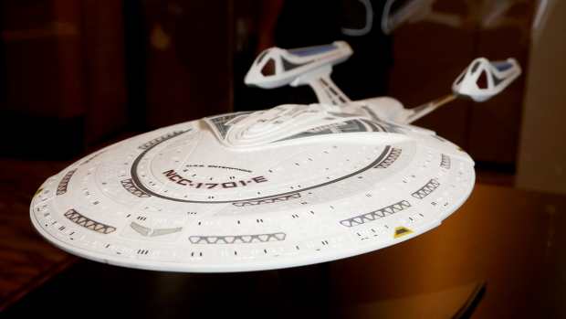 A model of the U.S.S. Enterprise NCC-1701-E Sovereign-class starship is on display in the Jean-Luc Picard: The First Duty Exhibit during the 18th annual Official Star Trek Convention at the Rio Hotel & Casino on July 31, 2019 in Las Vegas, Nevada.