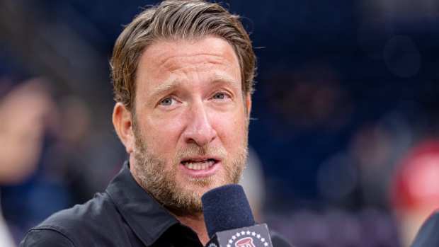Barstool founder and CEO Dave Portnoy is seen before the Florida Atlantic Owls and Loyola Ramblers game in the Barstool Invitational at Wintrust Arena on November 8, 2023 in Chicago, Illinois.