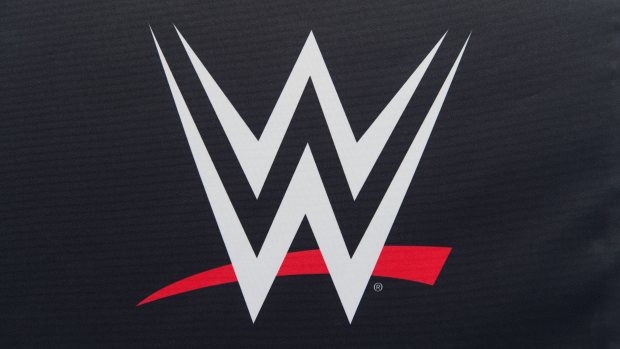 A WWE Logo at the WWE Live Tryout  at the Motorworld on November 7, 2018 in Cologne, Germany.