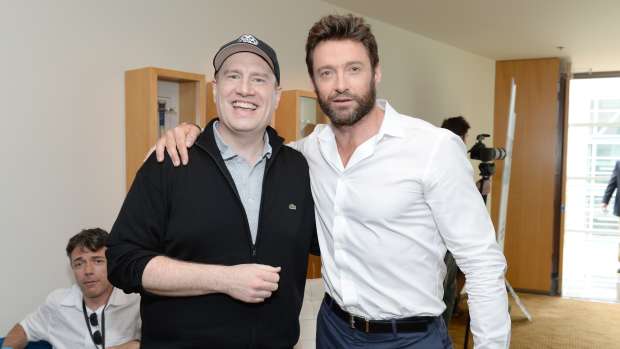 SAN DIEGO, CA - JULY 20: President of Marvel Studios Kevin Feige and actor Hugh Jackman attend day 3 of the WIRED Cafe at Comic-Con on July 20, 2013 in San Diego, California.  (Photo by Michael Kovac/WireImage)