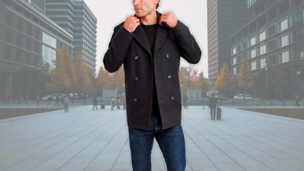 nautica's men's wool peacoat, seen here in charcoal, is on sale on Amazon right now