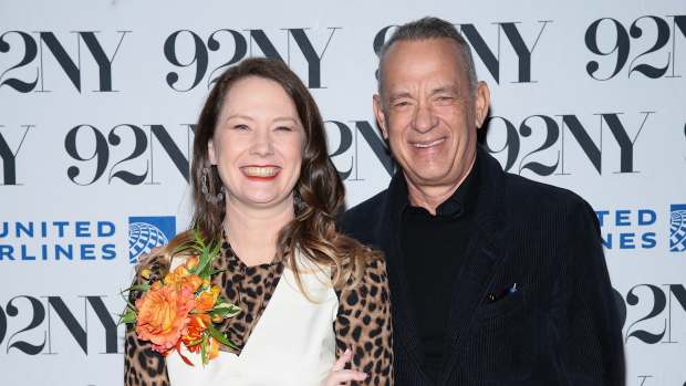 NEW YORK, NEW YORK - APRIL 08: E.A. Hanks and Tom Hanks Discuss Her New Book "The 10: A Memoir Of Family And The Open Road" at 92NY on April 08, 2025 in New York City. (Photo by Dimitrios Kambouris/Getty Images for ABA)