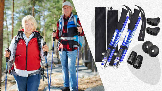 The Covacure Collapsible Trekking Poles, pictured here, are on sale now at Amazon.