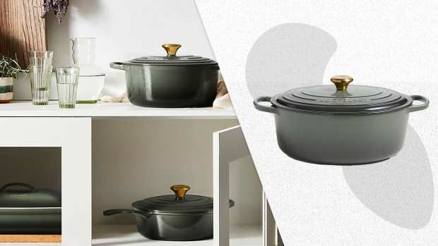 The Le Creuset Dutch Oven, pictured here, is on sale now at Crate and Barrel.