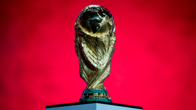 Licensed souvenirs of miniature World Cup Trophy for the 2018 FIFA