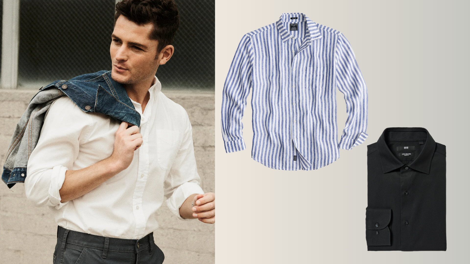 Four Directions Black and White Men's Casual Dress Shirt