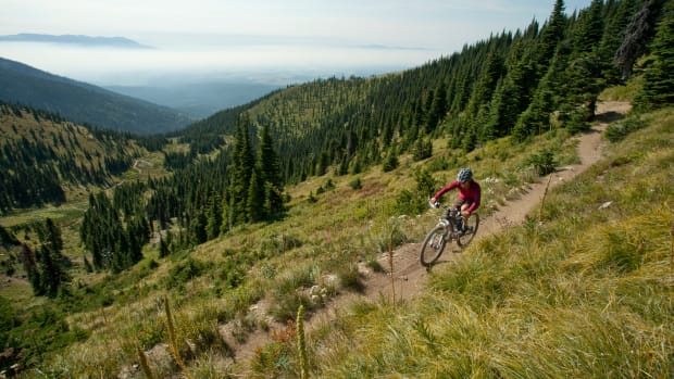 Mountain biker on Whitefish Trail in Montana