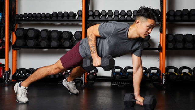 Good morning sales exercise with dumbbells