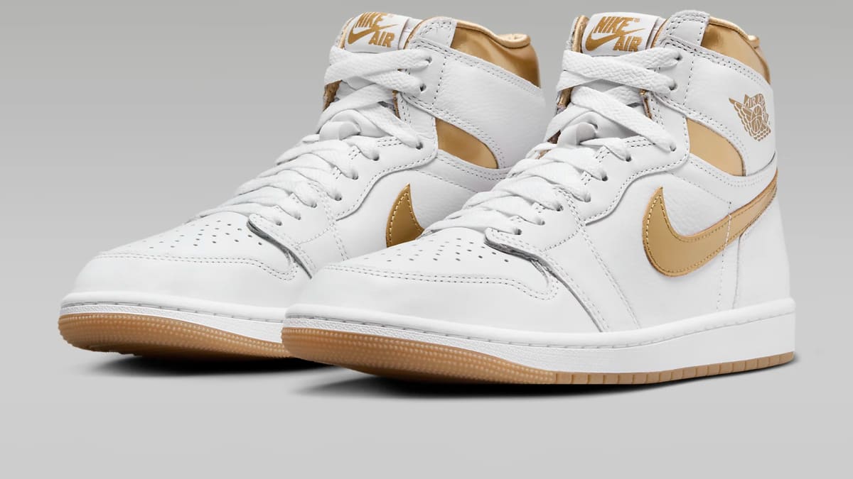 Gold and white jordans hot sale