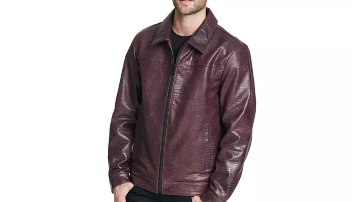 Dkny leather jacket discount mens