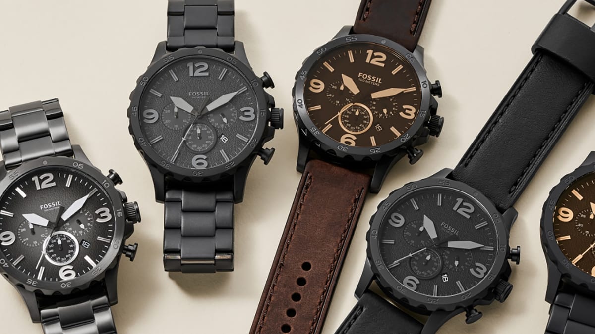 Fossil men's nate quartz stainless steel and metal casual watch deals