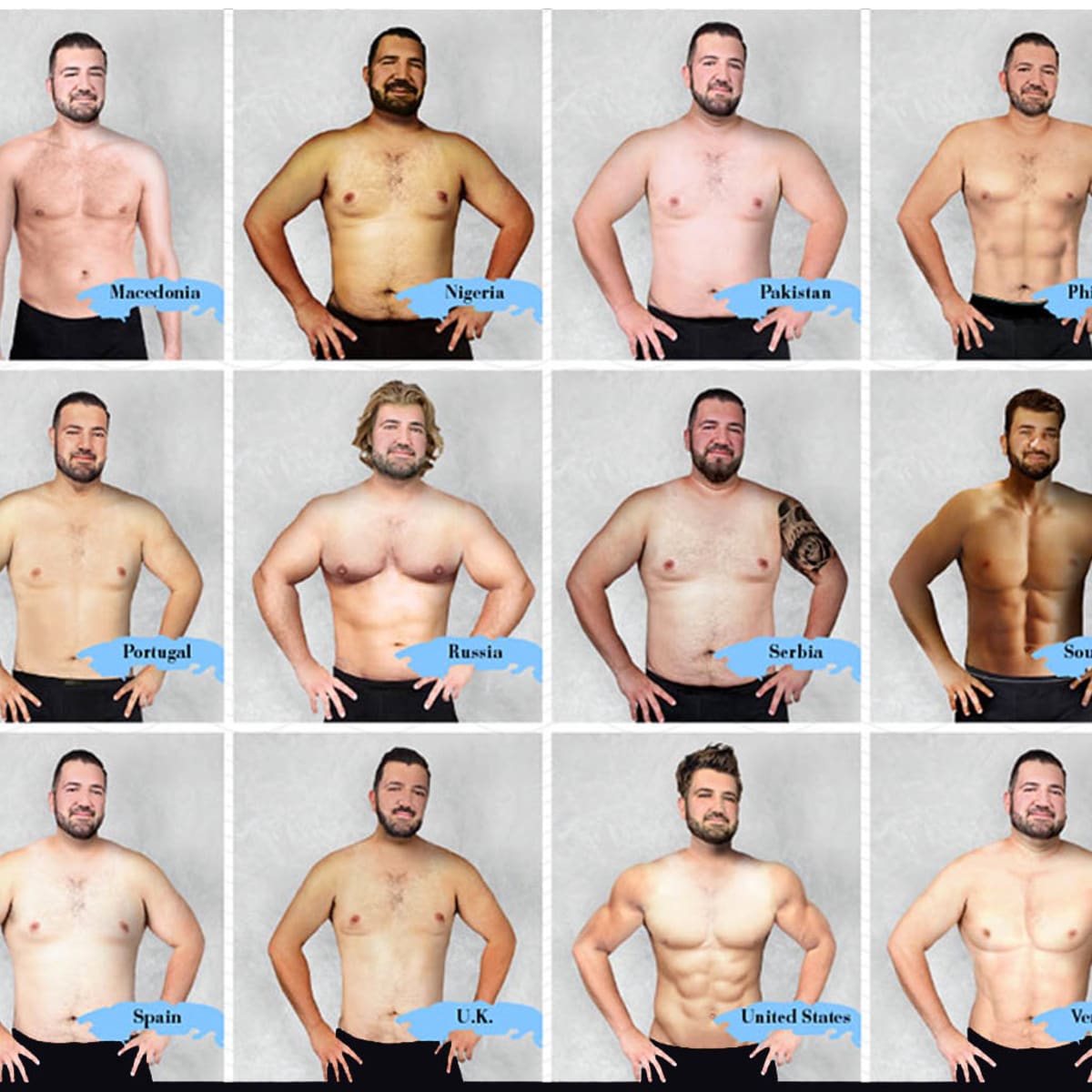 The Ideal Male Body in 19 Countries Around the World