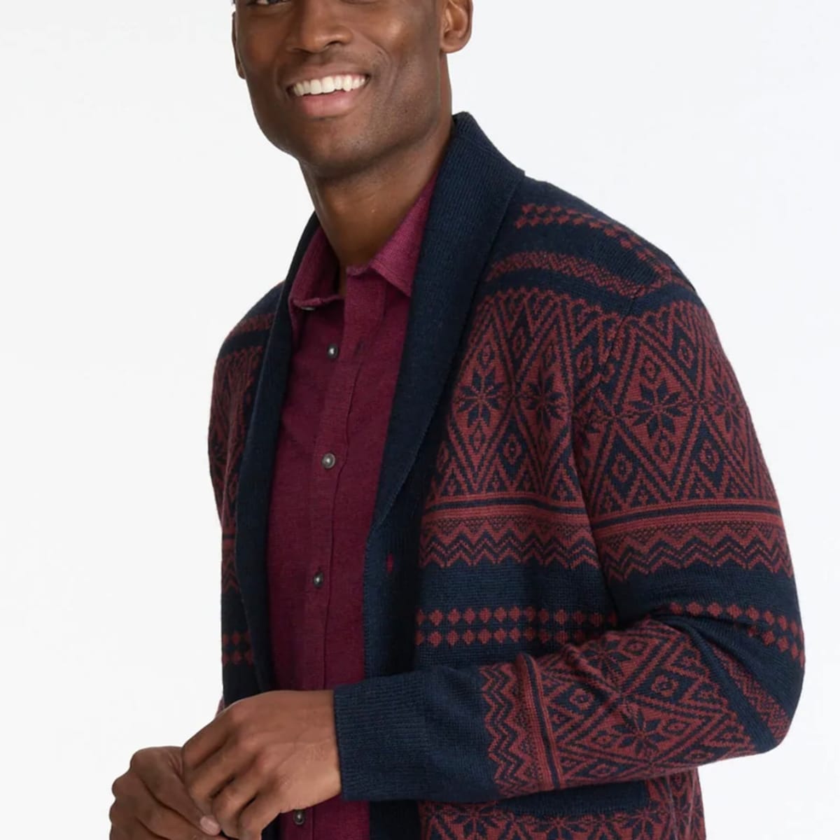 mens fair isle cardigan