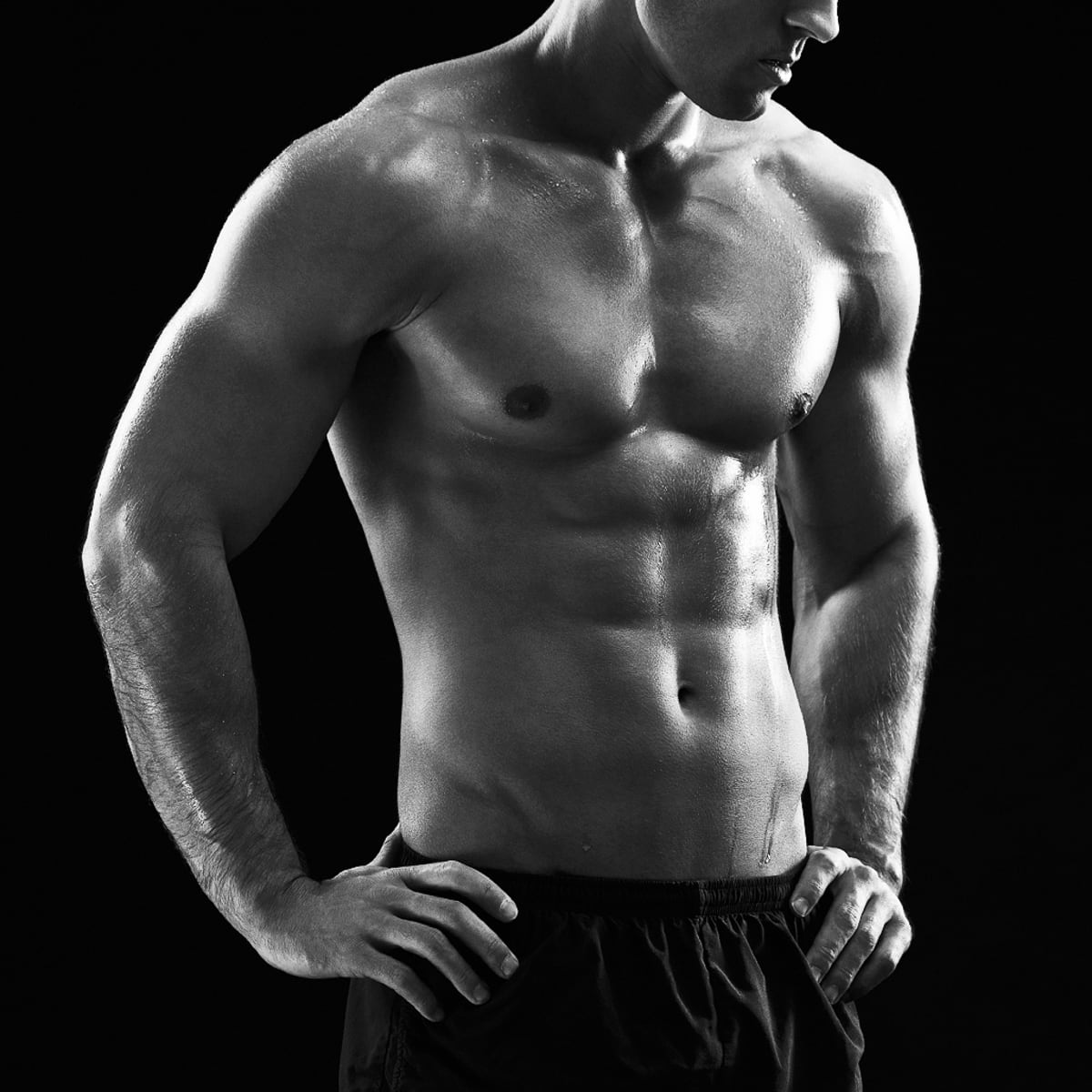 Measuring body fat percentage Black and White Stock Photos