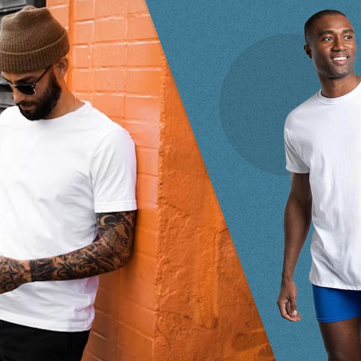 white and orange t shirt mens