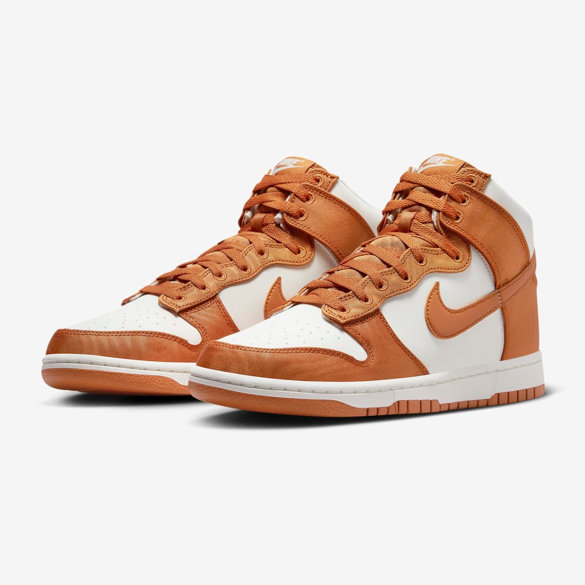 Orange and white nike dunks discount high
