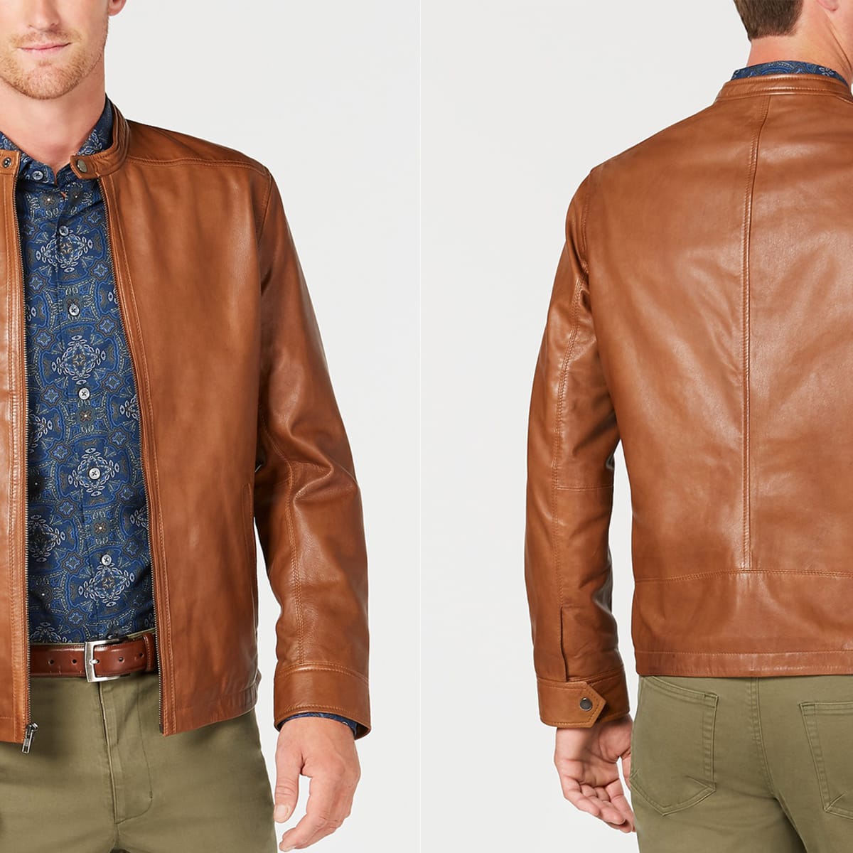Macys leather coat sale sale