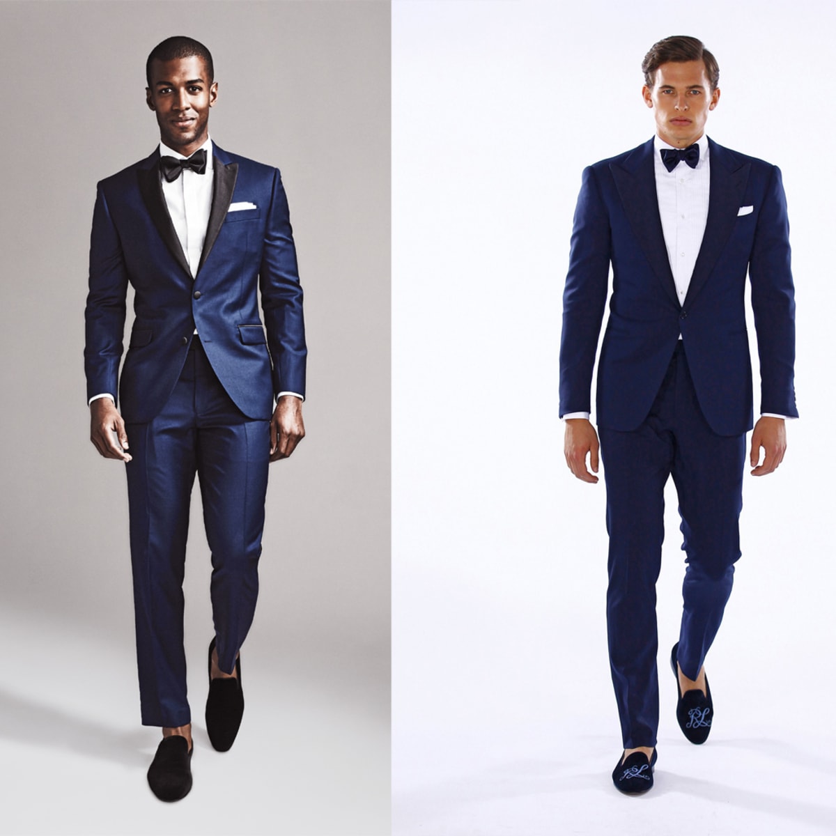 Shoes on cheap blue tuxedo
