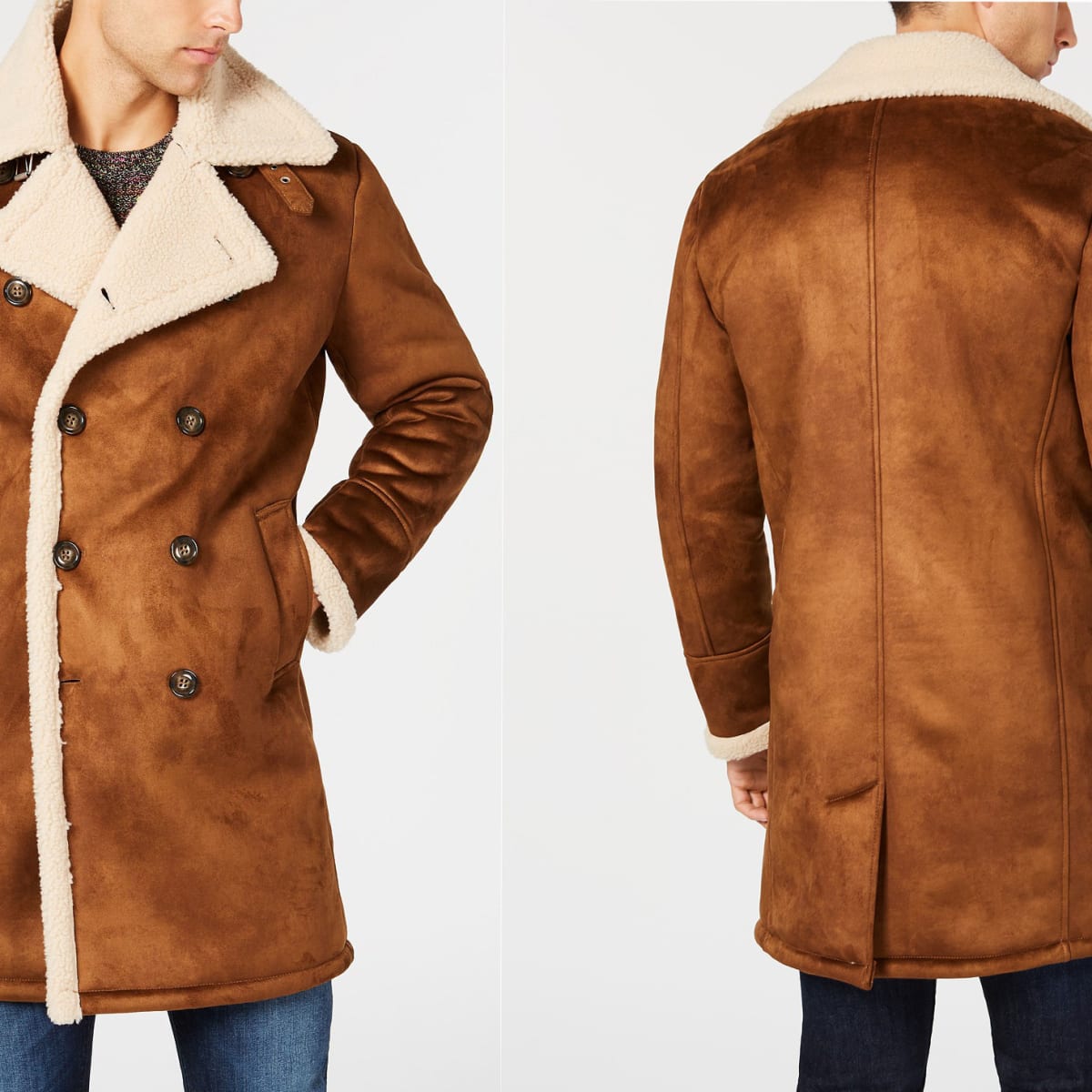 Guess shearling coat best sale mens