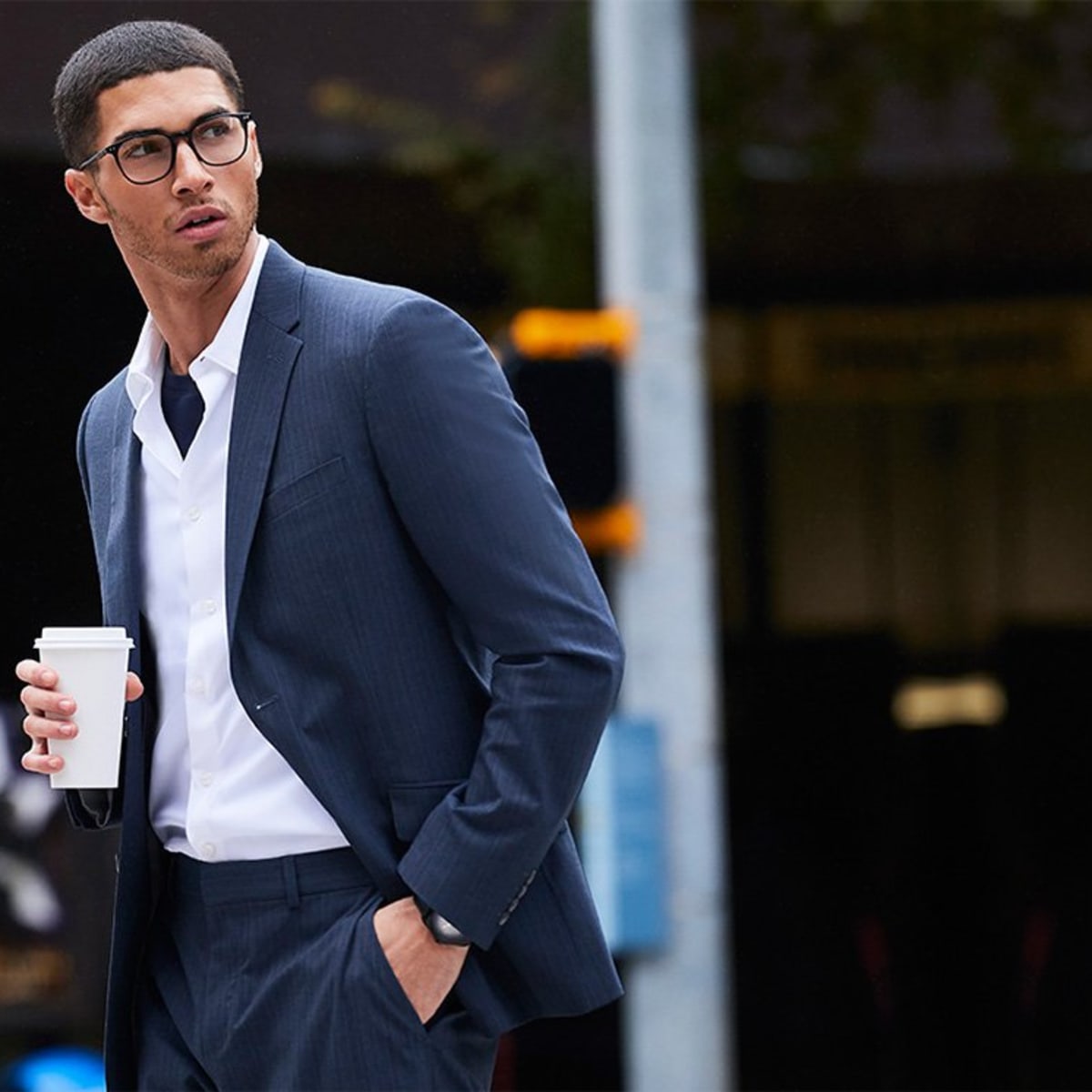 Perry ellis best sale navy blue suit