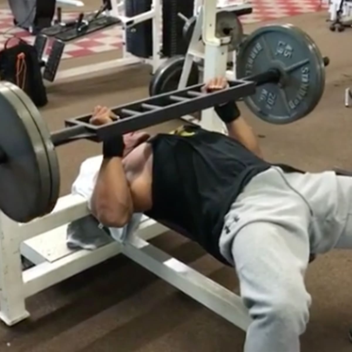 Dwayne Johnson preps for Rampage filming with an epic bench