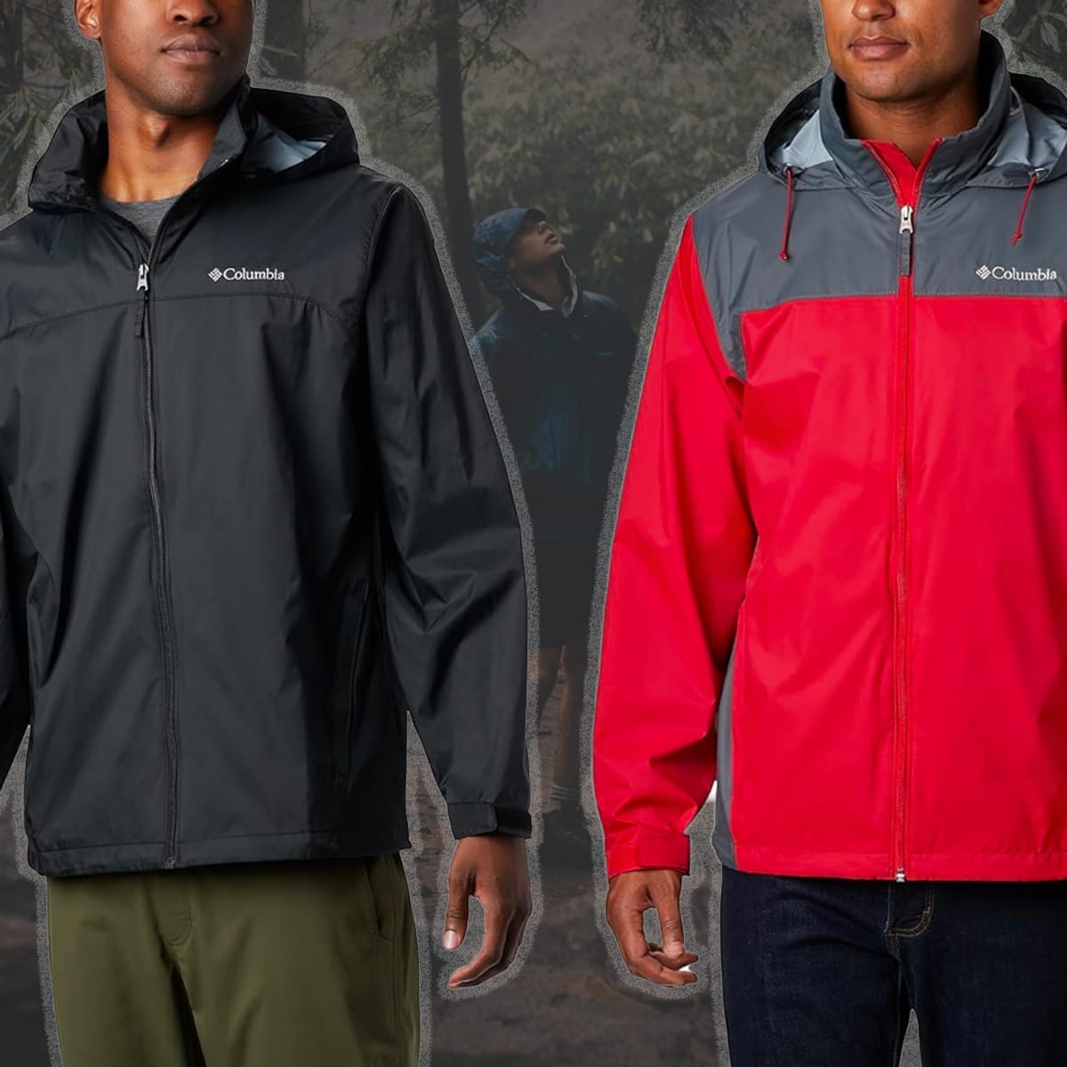 Red columbia top rain jacket