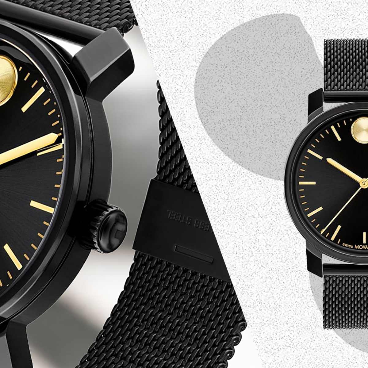 Movado black and gold clearance
